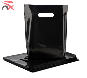 Promotional Items Disposable Plastic Black Solid Color 20x30cm Shopping Bags with Handles