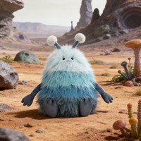 Adorable Peluche Monstre Alien Bleu Dégradé JC, Douce et Moelleuse, Poupée Créature en Fourrure, Jouet Apaisant pour Bébé, Décoration Maison