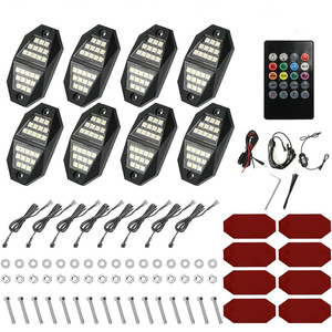 Off Road LED Underglow <b>Lights</b> 8pcs RGB Bluetooth App Control IP65 Dimmable DC Powered Plastic Body <b>Rainbow</b> Effect - Product Image 1