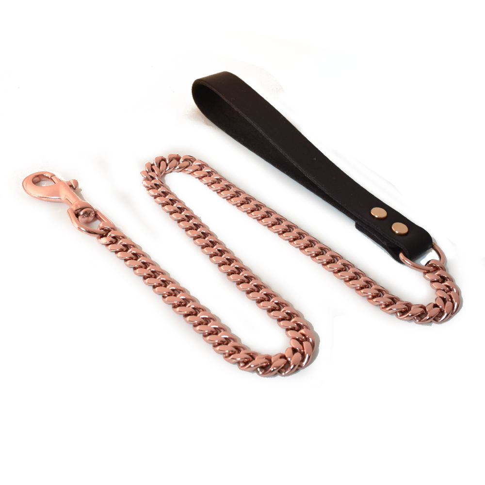 Laisse de chien en or rose