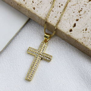 Nueva Selección de regalo de fiesta de vacaciones, collar de Cruz de Zirconia chapado en oro de 18 quilates, joyería religiosa exquisita - Product Image 2