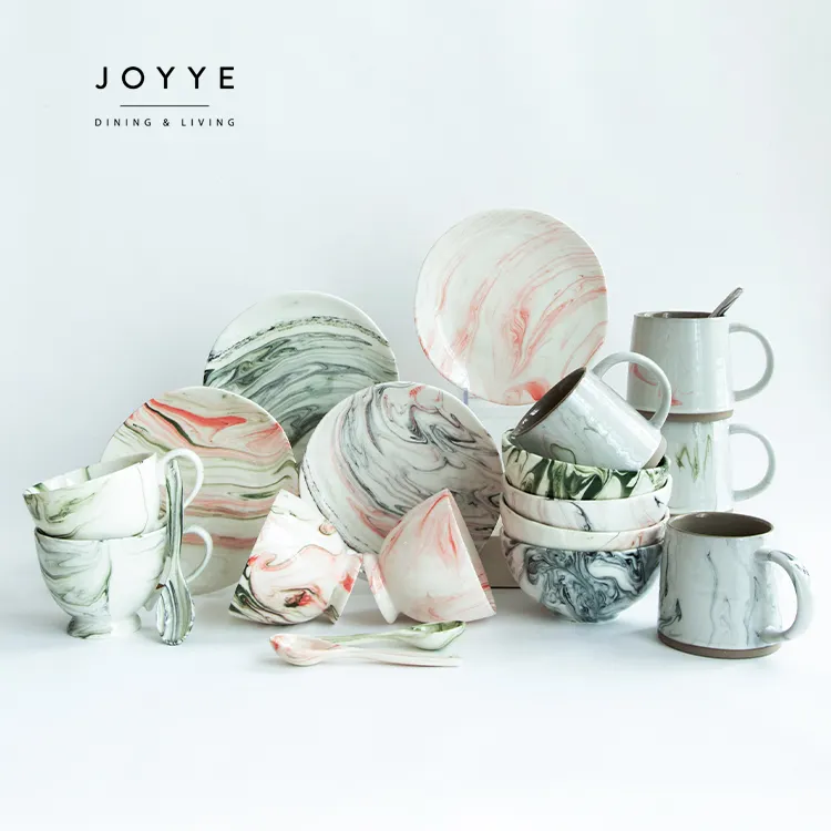 Joyye dinnerware sets luxury nordic ceramic plates wedding plates dinnerware sets ceramic plates and bowls