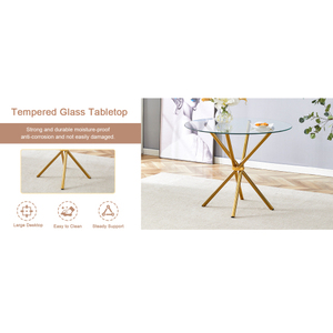 Tavolo da pranzo circolare in vetro trasparente FCJ Set estensibile e convertibile per l'home Office e la cucina utilizzano forme ovali quadrate