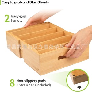Cross-border bamboo drawer rack with adjustable <b>shelves</b>, expandable kitchen cabinet storage <b>box</b>. - Product Image 5