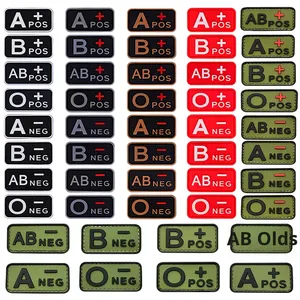 ป้ายแขนเรืองแสง PVC แสดงหมู่เลือด A+ <span class=keywords><strong>B</strong></span>+ AB+ <span class=keywords><strong>O</strong></span>+ สำหรับติดเสื้อผ้า รูปทรงสี่เหลี่ยมผืนผ้า ทำจากยางนิ่ม - Product Image 1