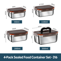 Ensemble de boîtes isothermes chauffables pour réfrigérateur et congélateur, en acier inoxydable 316, boîte à bento, conteneur alimentaire avec couvercle