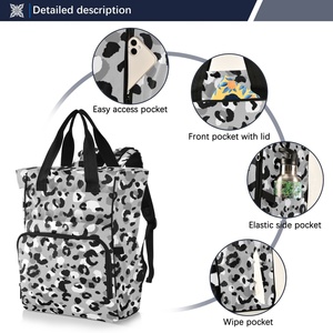 Large Capacity Custom Design Leopard Waterproof Women Mommy Bag Baby <b>Diaper</b> <b>Caddy</b> Maternity <b>Diaper</b> Bag Backpack with Logo - Product Image 2
