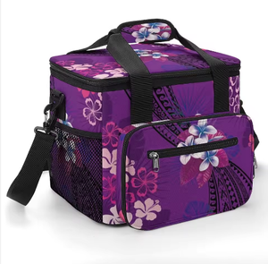 Sac à déjeuner isotherme Oxford personnalisé, imprimé à la demande, motifs Tribus Samoanes, Plage, Fleurs Polynésiennes, pour le camping - Product Image 5