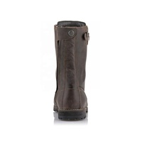 Bottes de Cowboy en cuir de vachette marron-Protection de la cheville Motocross-Accessoires Moto Racing Chaussures d'équitation pour hommes Botte avec lacets