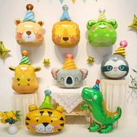 2025 ballons en aluminium en forme de tête d'animal de dessin animé pour les décorations de fête d'anniversaire des enfants et les accessoires de photo d'école