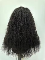 Perruque en dentelle 5x5, perruque afro bouclée, cheveux humains, bouclés crépus, vierges, Remy, pour dentelle HD transparente, densité 180%, noir naturel
