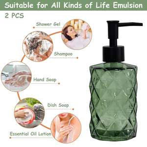 Loción de vidrio Bomba verde 400ml Botella de lavado a mano Nordic Simple Glass Botella de champú para el hogar Sub-embotellado Hotel Botella de Gel de <span class=keywords><strong>Ducha</strong></span> - Product Image 3