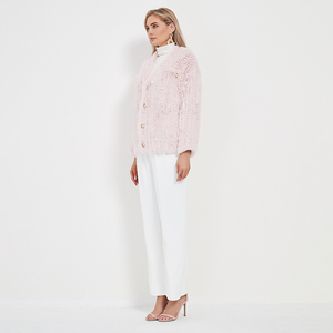 Cappotto in Vera <span class=keywords><strong>Pelliccia</strong></span> di Coniglio Lavorato a Maglia per Donna Pudi, Nuovissimo Cappotto Invernale Caldo per Ragazze, Giacca Maglione Taglie Forti Nero <span class=keywords><strong>Rosa</strong></span> CT123 - Product Image 3