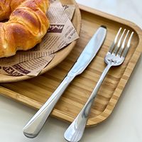 Ensemble de 12 couteaux avec 6 couteaux à dîner et 6 fourchettes à dîner, finition miroir, ensemble de couverts pour la maison, le restaurant et l'hôtel