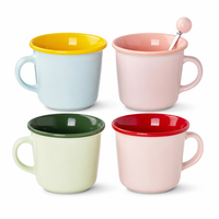 Mug à café en porcelaine multicolores, impression de logo personnalisée, tasse en céramique moderne, 301-400 ml, compatible micro-ondes et lave-vaisselle, usage quotidien