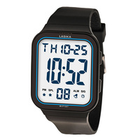 Reloj Deportivo Digital LASIKA WF157 3BAR Resistente al Agua, Unisex, Pantalla LCD, Esfera Negra, Calendario, Alarma, Cronómetro, EL