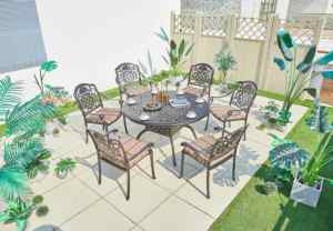 एल्यूमीनियम फर्नीचर उद्यान आँगन आउटडोर कास्ट एल्यूमीनियम दौर टेबल - Product Image 3