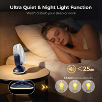 Ventilateur de table portable sans fil puissant à 4 vitesses avec lumière, batterie 4000 mAh, rotation à 120°, moteur BLDC, pour bureau personnel, extérieur et maison