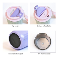 Bouteille isotherme personnalisée en acier inoxydable écologique de 350 ml, tasse à café contemporaine à double paroi, couvercle sans BPA, 6-12