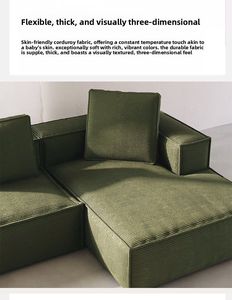 French Retro Corduroy Fabric Living Room Sectional <b>Sofa</b> Set Modular Compression Three-Four Person Combination Tofu Block - Product Image 5