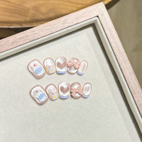 Faux ongles à presser faits main, amovibles, ultra-fins, sans trace, motif ciel étoilé, série courte pour usage quotidien, populaires