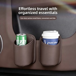 Organisateur de porte-gobelets de voiture en cuir synthétique, style minimaliste, pour le dossier des sièges, les panneaux de porte et l'organisation des objets du côté passager - Product Image 2
