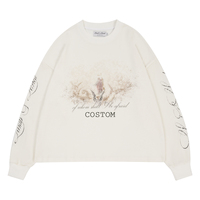 T-shirt à texture gaufrée pour homme, 300 g/m², 100 % coton, imprimé graphique, coupe ample, streetwear, manches longues
