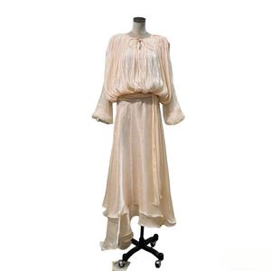 <span class=keywords><strong>Vestido</strong></span> Mini de Manga Larga con Cuello Redondo para Mujer, Estilo Informal, con Volantes, Color Sólido, para Oficina, Primavera/Verano, Cintura Natural, No Tejido - Product Image 2