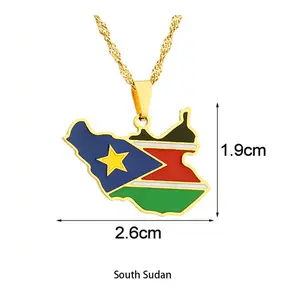 multi fashion stainless steel 18k gold chain country germany france spain map flag pendant necklace jewelry for women