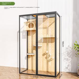 Villa de Lujo para Gatos de Múltiples Niveles Más Vendida para Interiores con Jaula Grande de Aluminio y Vidrio Templado Castillo Casa Nido y Juguetes para Mascotas - Product Image 6