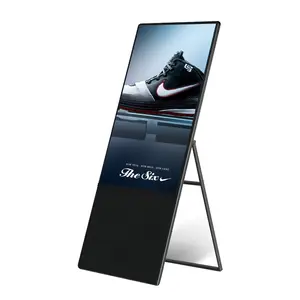 43 55 75 86 นิ้ว A-Type แบบพกพาดิจิตอลโปสเตอร์ Kiosk 4K เต็มหน้าจอในร่มสื่อโฆษณาจอแสดงผลเครื่องเล่น LCD ป้ายดิจิตอล