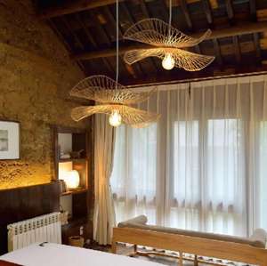 Handicraft Retro Bamboo Weaving LED FRP <b>Light</b> Long Lantern <b>Shade</b> Bamboo Pendant for Home Chandeliers & Pendant <b>Lights</b> - Product Image 4