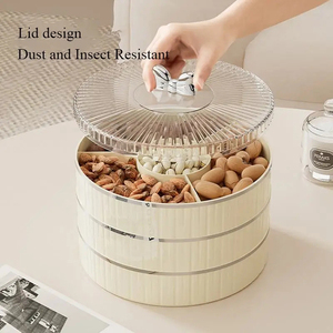 Gedroogde Fruit Snacks Roterende Room Witte Rooster Verdeler Opbergdoos Plastic Ronde Voorgerecht Snoep Snack Noten Platen Met Deksels - Product Image 2