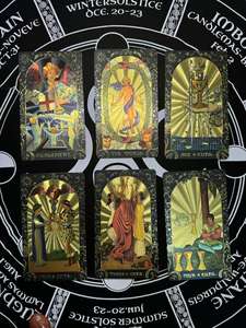 工場新デザイン12*7CMブラックサンゴールドホイルタロットカードPVCプラスチック防水占いボードゲームデッキギフトボックス付き - Product Image 3