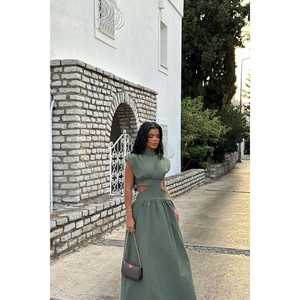 Robe longue unie kaki, décontractée, formelle, pour les fêtes, de haute qualité, tailles XS à 6XL, taille empire, longueur genou, approvisionnement ODM - Product Image 2