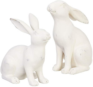 Bàn Trang Trí Trắng Hiệu Ứng Xi Măng Polyresin <span class=keywords><strong>Hare</strong></span> Điêu Khắc Nhựa Những Người Yêu Thích Thỏ Bức Tượng Polyresin Bunny Tượng Trang Trí - Product Image 3