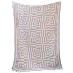 Navy Geometric Design Cotton Blanket 200x240 cm - 78x95 Inches <b>Bed</b> Cover Sofa Cover extra <b>Large</b> - Product Image 3