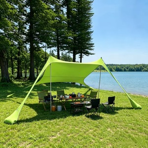Beach Canopy Lycra Sun Shade 160x200x150cm Portable Outdoor <b>Tent</b> Single Rectangle Aluminum <b>Pole</b> Quick Setup - Product Image 2