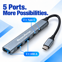 Station d'accueil USB-C 6 ports en alliage d'aluminium Dream Kacher Factory Wholesale pour ordinateur portable avec USB 2.0 et chargement PD, Hub TYPE C en stock
