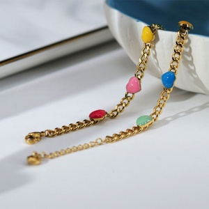 Bracelet en acier inoxydable de luxe personnalisé, anti-ternissement, étanche, plaqué or multicolore 14k 18k, en forme de cœur, pour femmes, vente en gros - Product Image 4