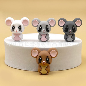 <b>Cute</b> Cartoon Mouse Silicone Beads For <b>Bracelet</b> Making 3D Animal Shape Loose Beads Spot Goods Single Pack - Product Image 1