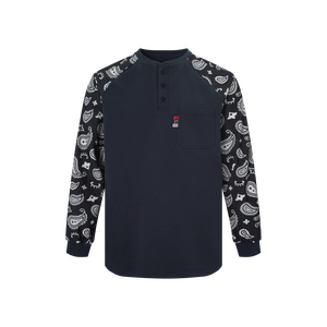 Camicia Henley con Bottoni e Tasca Singola, Motivo Patchwork Personalizzato, NFPA2112 Antistatica e Ignifuga, Abbigliamento di Sicurezza in Cotone Lavorato a Maglia - Product Image 6