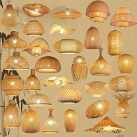 Lampe suspendue en osier faite à la main lustre en rotin lanterne en bois décoration de mariage, lampe de table en bambou