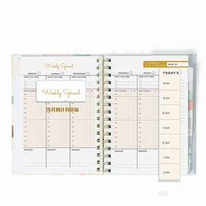Agenda personnalisé A5 hebdomadaire et mensuel Vente en gros de bloc-notes quotidien à reliure pêche en spirale Cahier calendrier anglais - Product Image 3