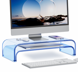 Support de moniteur double en acrylique d'origine, support <span class=keywords><strong>pour</strong></span> ordinateur portable, étagère de rangement multifonctionnelle <span class=keywords><strong>pour</strong></span> <span class=keywords><strong>PC</strong></span> et bureau debout - Product Image 5