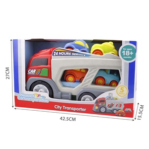 Macchinina da trasporto per camion giocattolo per bambini Cartoon Double Decker con 4 Little Freewheel Car Inertia Truck Plastic Car Toy - Product Image 5