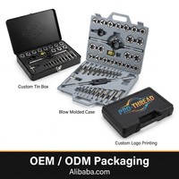 Jeu de tarauds et filières M2 HSS 45/76/110 pièces, métrique et impérial, en acier rapide, kit d'outils de filetage, avec logo OEM, coffret métallique