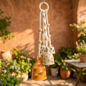 Campana de Cerámica Decorativa para Colgar en la Pared con Cuentas, Estilo Rústico, Decoración Navideña para Interiores, Impresión en 3 Colores - Product Image 5
