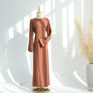 Women's Abaya <b>Dress</b> Round Neck <b>Long</b> Sleeve Maxi <b>Dress</b> Solid Color Muslim <b>Dress</b> <b>for</b> Daily Prayer <b>Eid</b> - Product Image 1