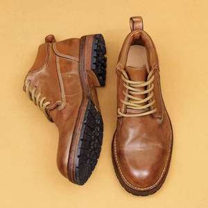 Chaussures montantes pour hommes avec empeigne en cuir véritable et semelle en caoutchouc antidérapante, idéales pour les affaires et les vacances - Product Image 3